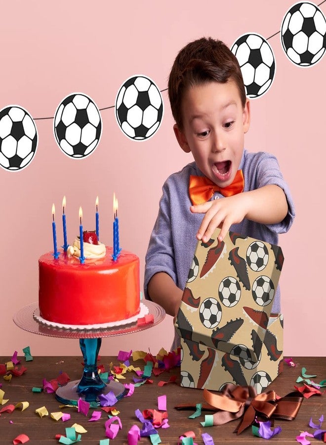 ورق تغليف هدايا رياضي بتصميم كرة قدم مع حذاء، مناسب للأب والرجال والأولاد، مقاس 28 × 20 بوصة للورقة الواحدة (4 ورقات: 15 قدم مربع إجمالاً)، مثالي لعيد الأب وأعياد الميلاد والعطلات وعيد الميلاد وغيرها من المناسبات. - Image 5
